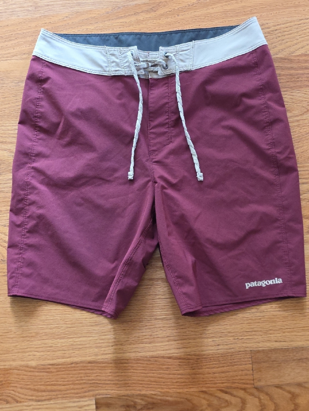 Patagonia Board Shorts in Burgundy with Cream Waistband